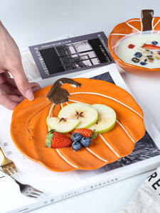 Tazón de calabaza Original, tazón de cerámica doméstico para bebés, vajilla para niños, fruta, ensalada, tazón de <span class=keywords><strong>desayuno</strong></span> - Product Image 4