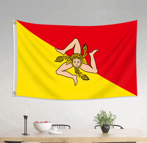 <span class=keywords><strong>Bandera</strong></span> de Poliéster de Alta Calidad al por Mayor de <span class=keywords><strong>Sicilia</strong></span>, <span class=keywords><strong>Bandera</strong></span> Personalizada de 90*150cm con Funda y Ojales para Actividades Promocionales - Product Image 4