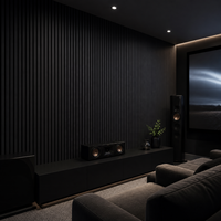 Panneau mural acoustique WYRAX en bois noir à lattes, feutre noir 3000x600x21mm, insonorisant pour salle de réunion