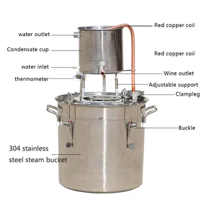 12L 304 stainless steel steam barrel distilled water machine for brandy and whiskey