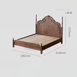 <span class=keywords><strong>Letto</strong></span> in Legno Massello di Noce Nero Stile <span class=keywords><strong>Francese</strong></span> 1,8M con Testiera Intagliata Retrò e Struttura Robusta per Camera da <span class=keywords><strong>Letto</strong></span> di Lusso - Product Image 4
