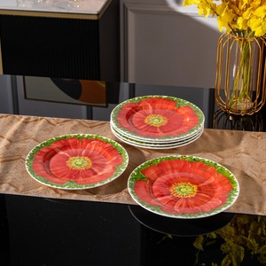 Wholesale Tropical Floral Environment Friendly Non-Toxic Bone China Dinner <b>Ceramic</b> Tableware Sets Modern American Style - Product Image 2