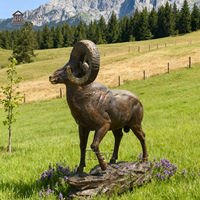 Escultura de Oveja de Cuernos Grandes de Bronce, Estatua de Animales Salvajes de Metal Grande TREVI para Decoración de Exteriores