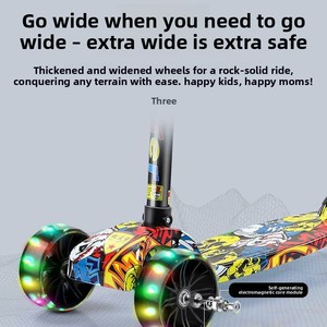 Trottinette pliable à 3 roues pour enfants avec design graffiti, roues PU lumineuses extra larges et hauteur réglable - Product Image 6