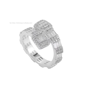 Hip Hop T-square Zircon <b>Ring</b> Opening Geometric <b>Ring</b> Copper Micro-<b>set</b> Men's and Women's Fashion Accessories - Product Image 5