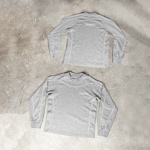 Gray <b>Waffle</b> Knit Long Sleeve <b>Shirts</b> 100% Cotton Oversized High Quality Contrast Stitch <b>Waffle</b> Knit Thermal Long Sleeve Custom - Product Image 1