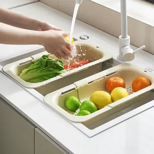 Panier égouttoir rétractable et extensible grand format pour évier, passoire de cuisine pour légumes et fruits, organisateur de cuisine - Product Image 3