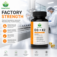 Capsules de vitamine D3 K2 MK-7 en gélules molles 10000 UI D3 200 mcg K2 Huile de noix de coco Complément alimentaire Santé osseuse Soutien immunitaire 30 gélules
