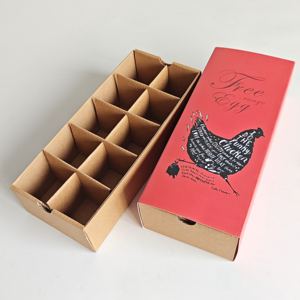 Caja de regalo de cajón personalizada ecológica de alta calidad para 10 huevos de corral, caja de embalaje de cartón corrugado Kraft con patrón de gallina - Product Image 1