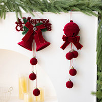 Ornement de Noël en velours en forme de cloche, décor floqué rouge nordique pour arbre, fenêtre, maison, fournitures de fêtes