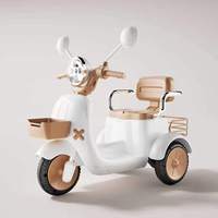 Moto à 3 roues pour enfants, tricycle électrique mignon avec bouton poussoir, klaxon musical, phare LED avant, cadeau d'anniversaire pour tout-petits