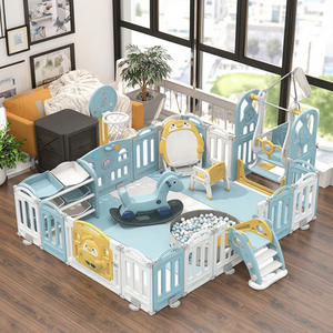 Rosa parco giochi per bambini al coperto cortile per bambini recinzione di sicurezza giocattolo di plastica per bambini box con scivolo e altalena per la casa - Product Image 2