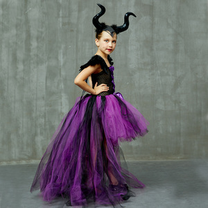Venta caliente Pretty Witch Cosplay Falda <span class=keywords><strong>de</strong></span> plumas Disfraz Falda <span class=keywords><strong>de</strong></span> burbuja Niño <span class=keywords><strong>de</strong></span> Halloween con accesorios - Product Image 4