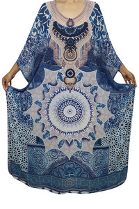 Batik stampa Kimono in cotone tessuto marocchino caftano copricostre abito da spiaggia - Product Image 4