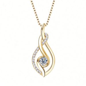 Collar con Colgante de Plata de Ley S925 de Primera Calidad, Chapado en Oro, con Moissanita de Corte Brillante Clásico, Engaste de Garra, Cadena de Eslabones, Certificado GRA - Product Image 4