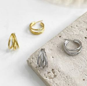 <b>Real</b> 925 Sterling <b>Silver</b> Minimalist Gold Plated Ear Buckle for Women Punk Unisex <b>Hoop</b> <b>Earring</b> Jewelry Accessories - Product Image 2