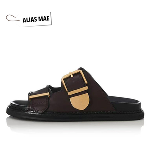 ALIAS MAE 여성용 하이 퀄리티 스웨이드 슬리퍼용 야외 레저 여름용 인쇄 기능이있는 편안한 사각 발가락 디자인 - Product Image 1