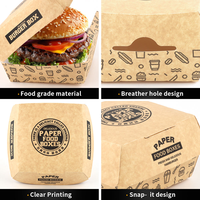 Caja de Papel para Hamburguesas Popular con Revestimiento UV, Forro de Esponja, Diseño Fácil de Plegar y Sellar - Cajas Rígidas Personalizables