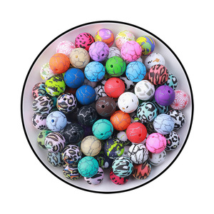 ลูกปัดซิลิโคนทรงกลมขนาด 15 มม. ลายเสือดาวและลายวัว  ขายส่ง พร้อมส่ง - Product Image 2