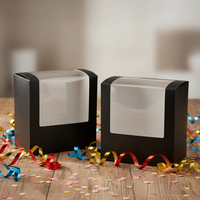 Cajas de Papel Kraft Negras Cuadradas Ligeras con Ventana para Gorras de Béisbol, Actividades al Aire Libre, Organizador de Almacenamiento Elegante y Minimalista