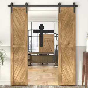 Carbon steel modern interior wood sliding barn door rollers double door hardware