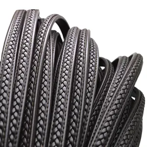 Real Bestxy Platte Lederen Koord Platte Gevlochten String Voor Armbanden Gevlochten Platte Lederen Strips Voor Armbanden Maken Armband Cord