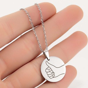Go Party Trang Sức Bằng Thép Không Gỉ Vòng Cổ Mặt Dây Chuyền Hình Tròn Hình Đĩa Đồng Xu Khắc Tay Biểu Tượng Tùy Chỉnh Dây Chuyền Ngôn Ngữ Ký Hiệu - Product Image 6