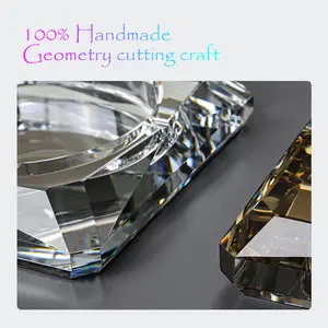 Jadevertu K9 Crystal ASHTRAY Rhombus Glass Ashtray Geometry Cutting By Handmade Color Plate Craft