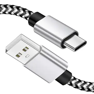 High Quality Gold Plating Nylon Weave Fast Phone Charger Micro USB Type C Data Cable Usb Charging Mobile Phones