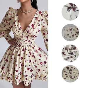 <span class=keywords><strong>Robe</strong></span> mini <span class=keywords><strong>chic</strong></span> à col en V, volants, motif floral, dos nu, manches lanternes, taille haute, pour femme, idéale pour les soirées et les rendez-vous, vente en gros, livraison rapide - Product Image 2