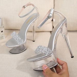 Sandalias Super Altas con Plataforma Transparente para Mujer, Zapatos de Plataforma con Tacones Altos para Verano - Product Image 1