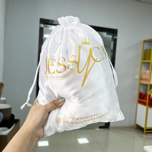 Low MOQ 100pcs Wholesale Luxury Dust Bags with Logo White False Eyelash Packaging Satin <b>Pouch</b> <b>Drawstring</b> Silk Bag for Cosmetics - Product Image 6