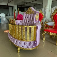 2025 Neueste Neue Design Einzigartige Hot Sale Top Luxus Lila Gold Thron Holz Baby Kind Bett Kristalle Geschnitzte Schatz Kinder Hohe Krippe
