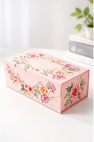 Boîte cadeau pliable à motif floral personnalisé, en carton recyclable, facile à assembler, pour petits cadeaux et accessoires, boîte cadeau pliable