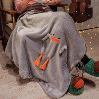 Niedliche Enten-Korallenfleece-Decke Cartoon Weiche Klimaanlagen-Decke für Bett Auto Sofa Couch Schlafzimmer Büro Verdickte Nickerchen-Decke