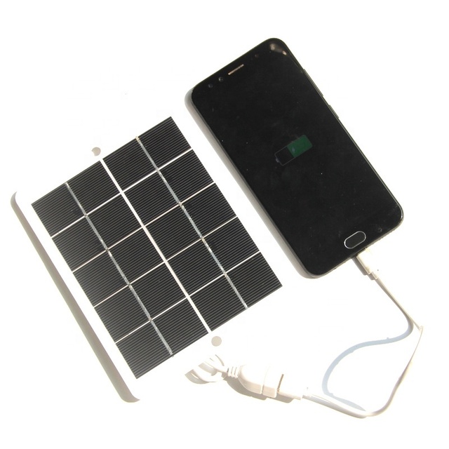 Hot Sale Portable 3W5V Solar Charging Panel Polycrystalline Silicon With Cable Solar Charger Smartphone Power Bank for Outdoor