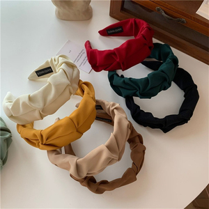 Serre-têtes tendance pour femmes, bandeaux larges à fleurs de couleur unie, bijoux et accessoires de mode - Product Image 1