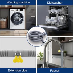 <span class=keywords><strong>Tuyau</strong></span> <span class=keywords><strong>de</strong></span> <span class=keywords><strong>vidange</strong></span> pour machine à laver SHENGYUE 1,5m-2m blanc+gris en polyéthylène flexible ondulé, durable, écologique, faible bruit - Product Image 3