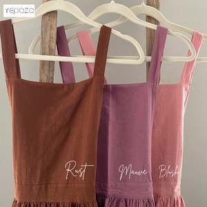 Delantal de lino y algodón para mujer, cómodo regalo para su espalda cruzada, tienda de flores, baberos, personalizado - Product Image 4