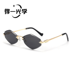 Diamond Shape Frameless <b>Sunglasses</b> For Women Pc Lens Uv400 Light Weight Sun Protection - Product Image 1