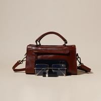 Sac à main carré en cuir de vachette véritable pour femme avec poignée supérieure et bandoulière amovible, vente en gros, logo personnalisé OEM