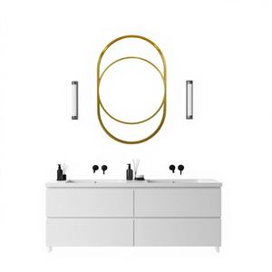 ตกแต่งผนังห้องน้ำด้วยงานศิลปะติดผนังแบบกรอบคู่เคลือบ PVD สแตนเลสสตีลปรับแต่งได้ ดีไซน์หรูหรา รูปทรงไม่สมมาตร เหมาะสำหรับงานแต่งงาน - Product Image 1