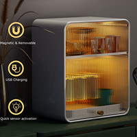 Meuble de rangement à tiroirs pour tasses avec porte, anti-poussière, pour cuisine et salle de bain, organisateur de tasses de bureau avec éclairage LED, pour la vente en gros