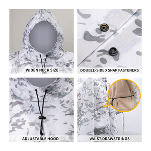 เสื้อคลุมกันน้ำลายพรางหิมะ VANDA Tactical ผลิตจากผ้าโพลีเอสเตอร์ริปสตอปน้ำหนักเบา มีฮู้ด สำหรับผู้ใหญ่ - เหมาะสำหรับการเอาชีวิตรอดกลางแจ้ง เดินป่า และตั้งแคมป์ - Product Image 3