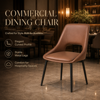 Chaise de salle à manger moderne à dossier incurvé, assise en terracotta rembourrée avec pieds en métal noir pour hôtel et restaurant