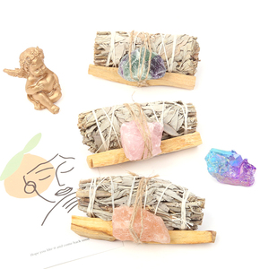 Vente <span class=keywords><strong>en</strong></span> gros <span class=keywords><strong>en</strong></span> vrac California White Sage et Palo Santo Smudge Stick avec cristaux - Product Image 4