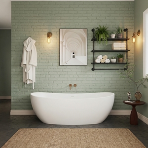 Elegant Freestanding Tub Vietnam Acrylic Fiberglass Reinforced Custom Size Shape <b>Drain</b> Logo OEM ODM Modern Design - Product Image 1