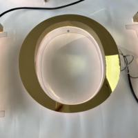 Enseigne de Luxe Extérieure en Acier Inoxydable Doré Poli Miroir, Lettres 3D Lumineuses à LED avec Effet Halo pour Façade de Magasin