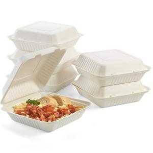 PFAS Free Biodegradable Eco-friendly Disposable Sugarcane Bagasse Pulp Box For Food Lunch Take Away
