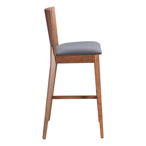 ชุดสอง29 "เก้าอี้บาร์เตี้ยไม้เนื้อแข็งสีเทาและน้ำตาลเก้าอี้สูง HMS - Product Image 5